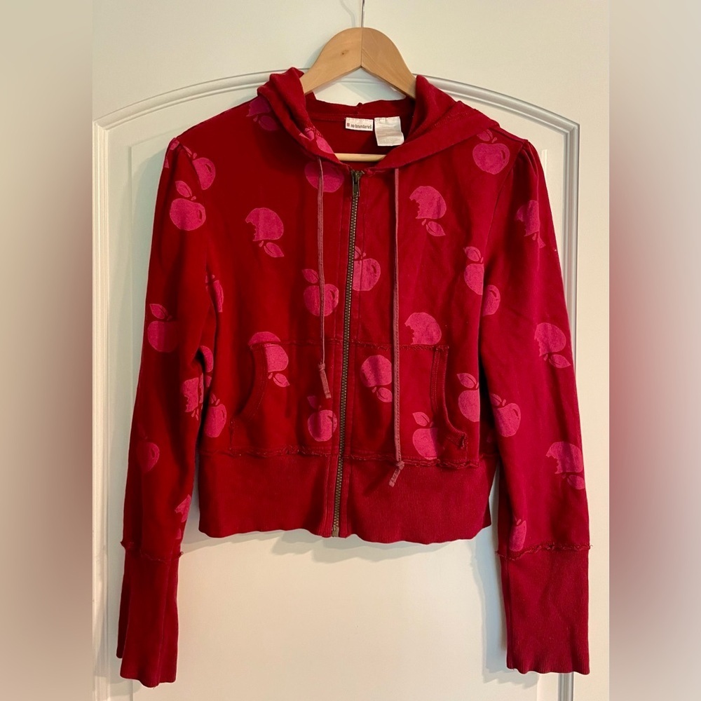 No Boundaries Maroon Hoodie with Pink Apple Design